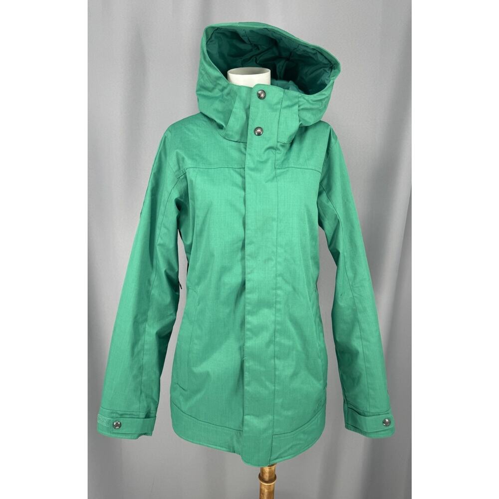 Burton Ski Jacket Womens Medium Green White Collection Hooded Dryride Snowboard